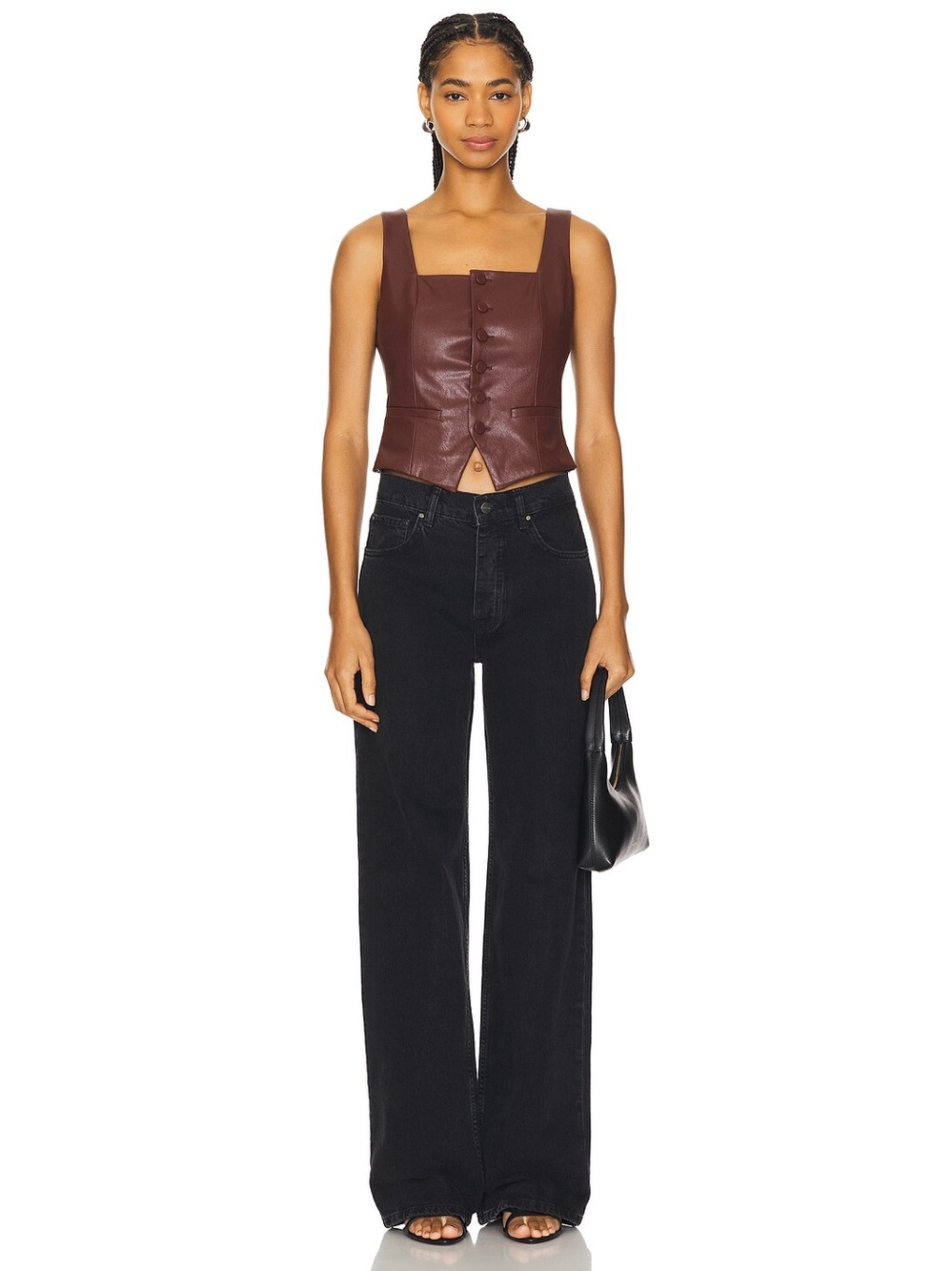 NWT Paige Irene Vegan Leather Vest Rum Raisin Burgundy 2 - Picture 2 of 12